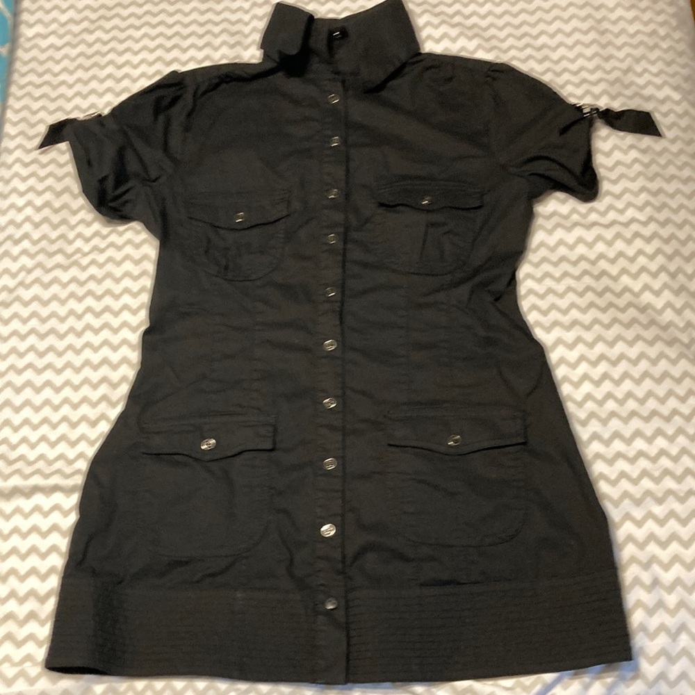 Bebe black button up dress size medium
